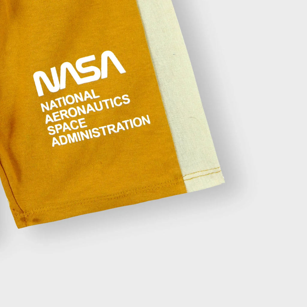 Boys Premium quality 'NASA' printed Mustard Summer suit